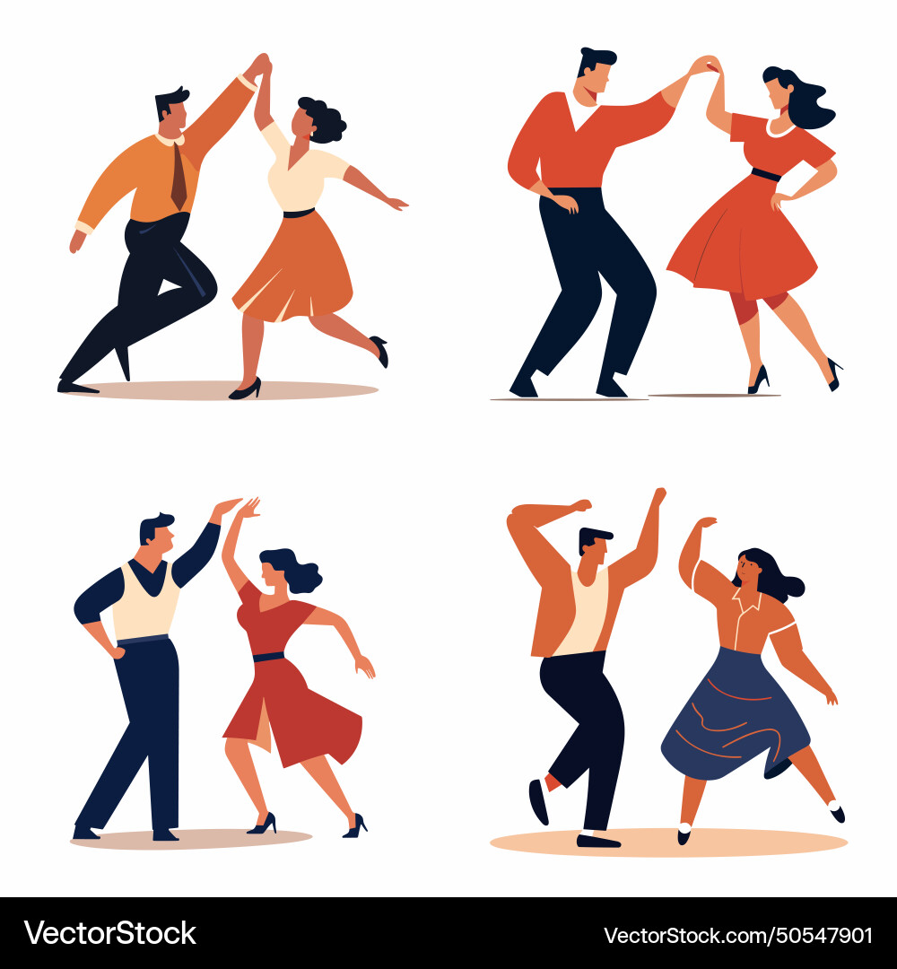 Couple dancing swing rock n roll retro style Vector Image