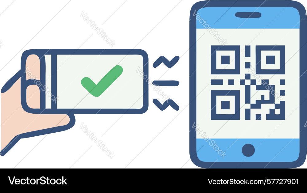 Hand scanning qr code with smartphone digital vector image