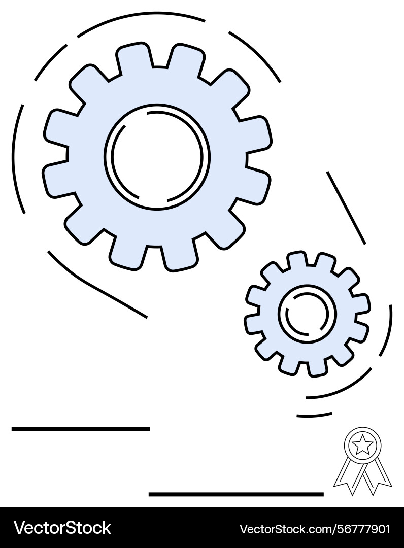 Interlocking gears with movement lines vector image
