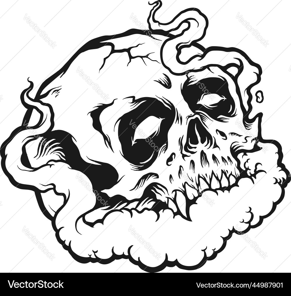 Psychedelic Stoner Skull Vector Image