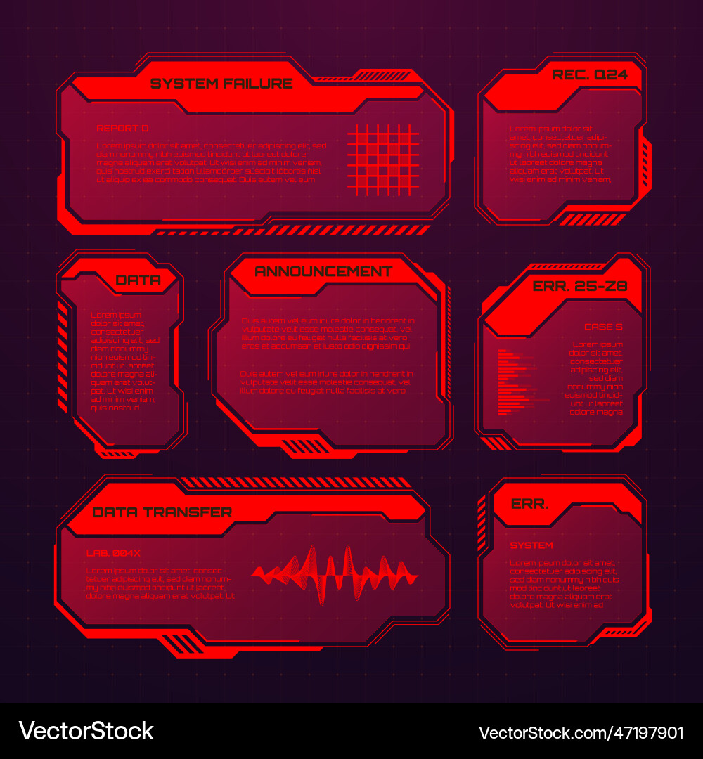 Red futuristic hud or ui elements sci-fi user Red futuristic hud or ui elements sci-fi user vector image