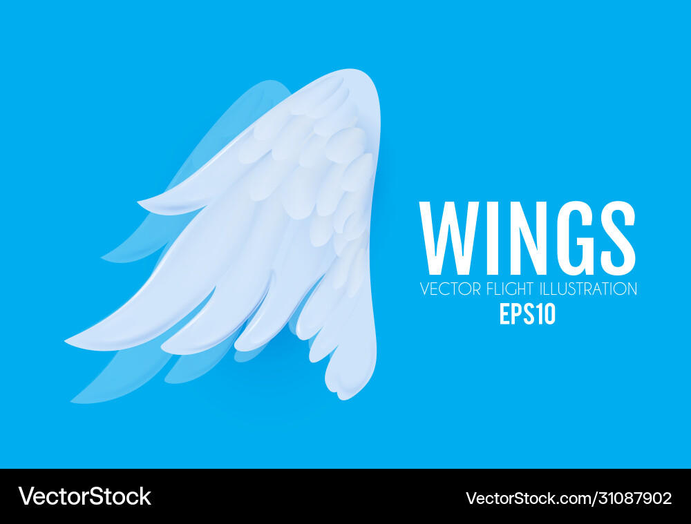 3d cartoon and realistic angel white wings paper vector image