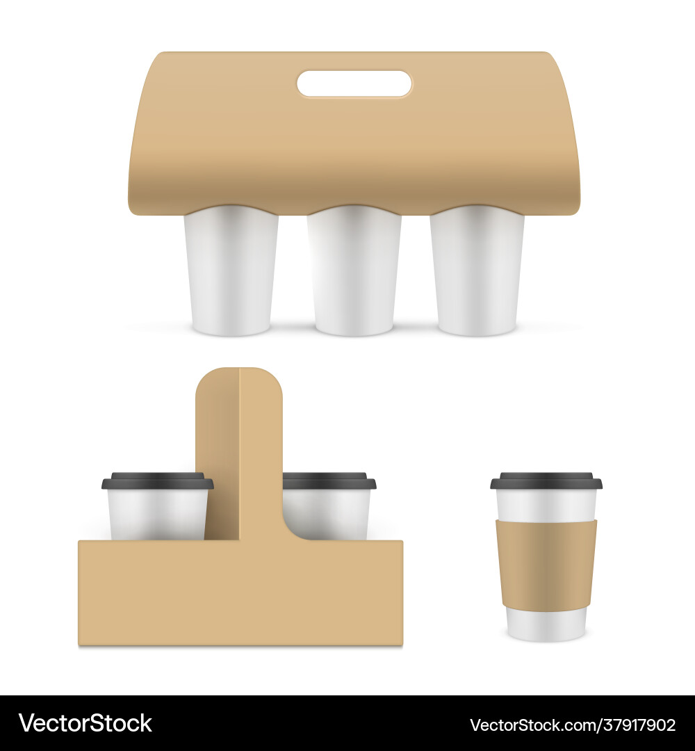 Collection cardboard coffee cup holders vector image