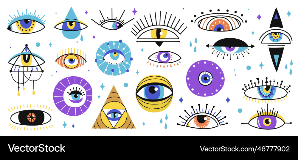 Evil Eye Amulets - Magic & Protection Vector Image