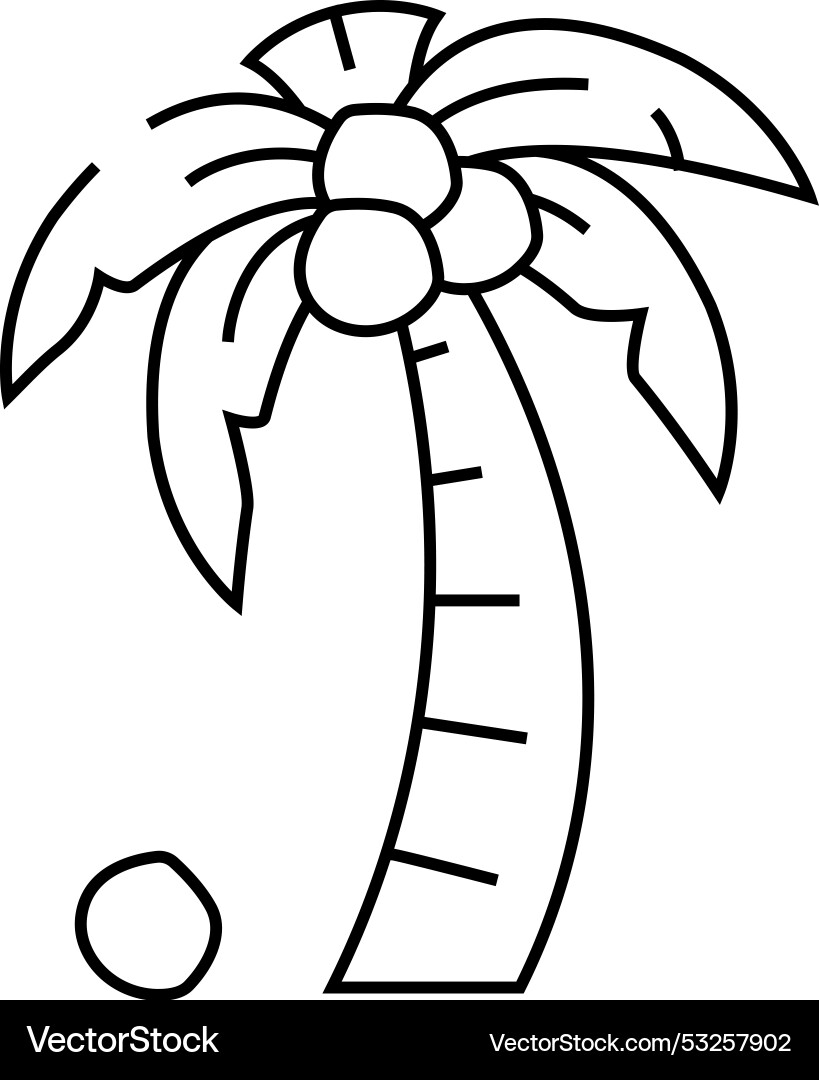 Palm tree coconut line icon Royalty Free Vector Image