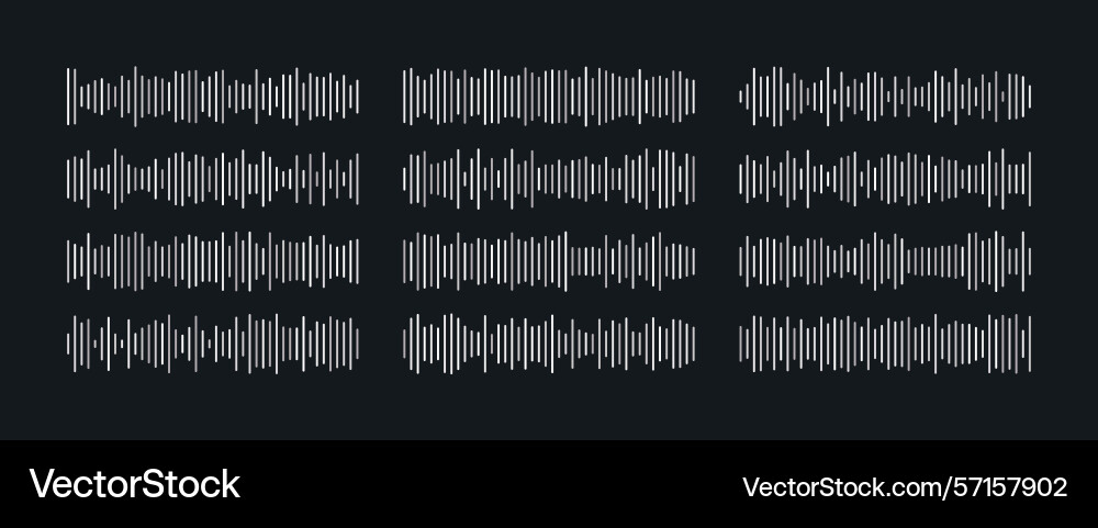 Set of waving vibration and pulsing lines vector image
