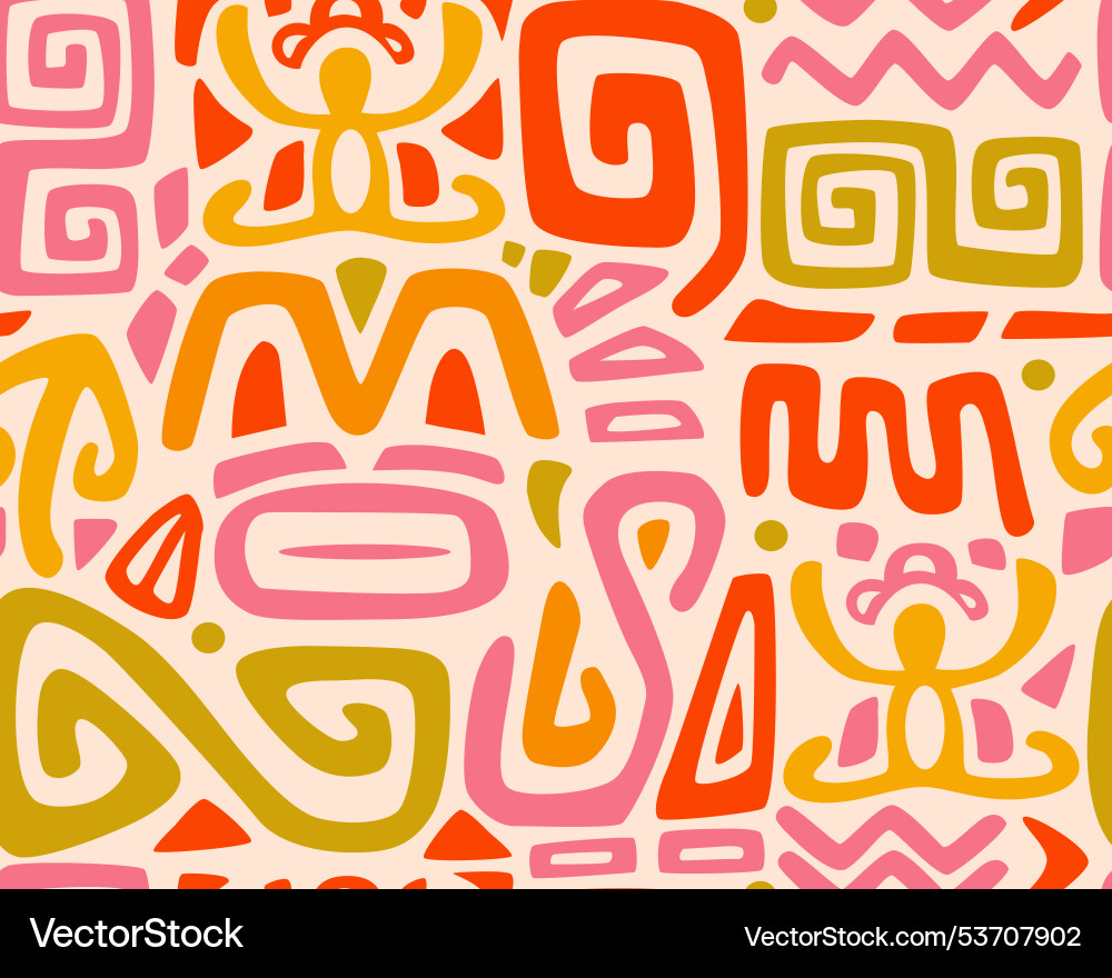 Tiki seamless pattern aztec textile print Tiki seamless pattern aztec textile print vector image