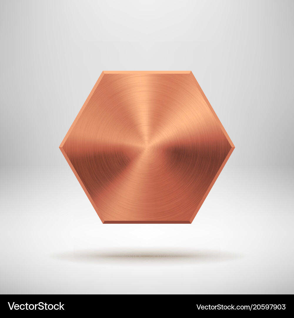 Bronze abstract polygon button template vector image