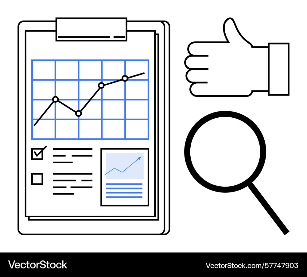 Business analysis with data chart checklist Business analysis with data chart checklist vector image