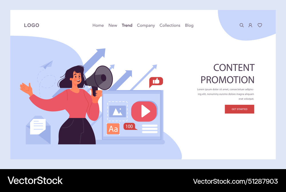 Content creation web banner or landing page Content creation web banner or landing page vector image