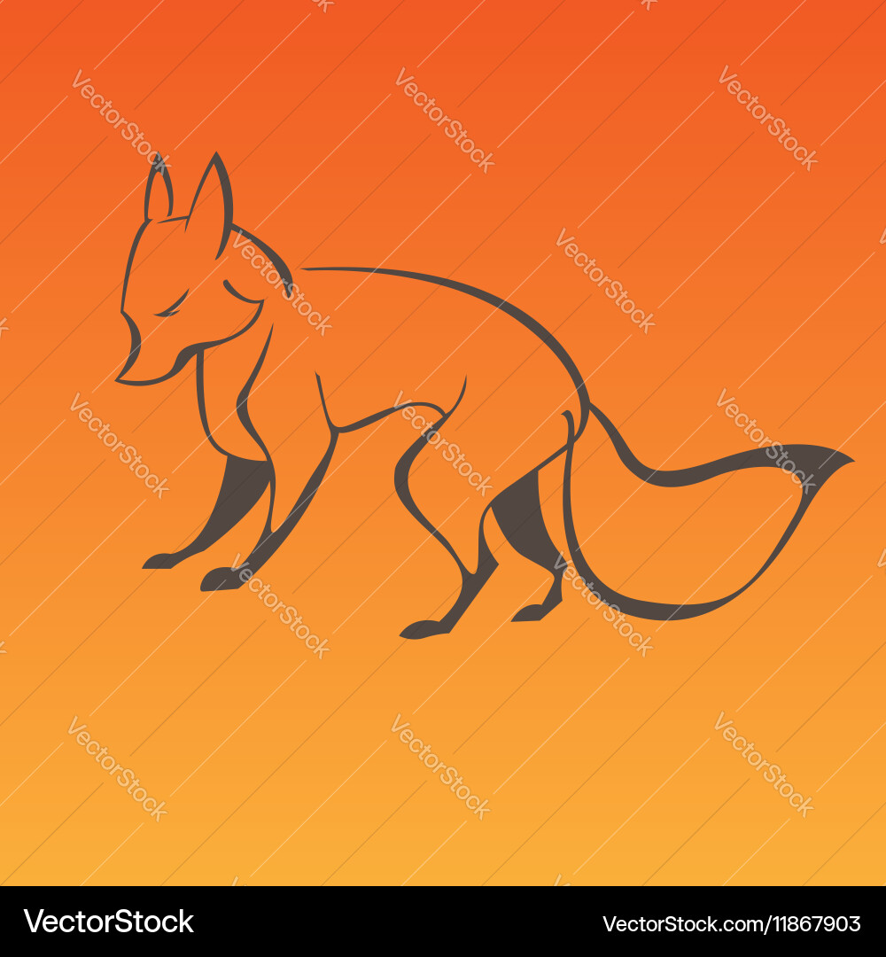 Fox sign in curve lines vector image