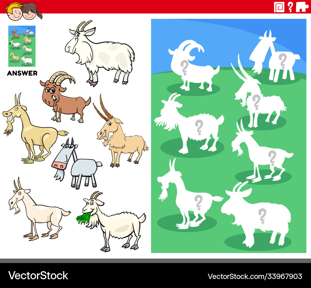 Goat Shape Matching Puzzle Game vector image