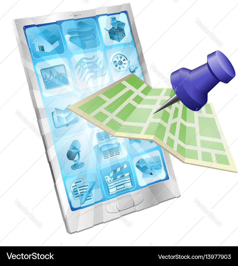 Phone map app concept Phone map app concept Vector Image