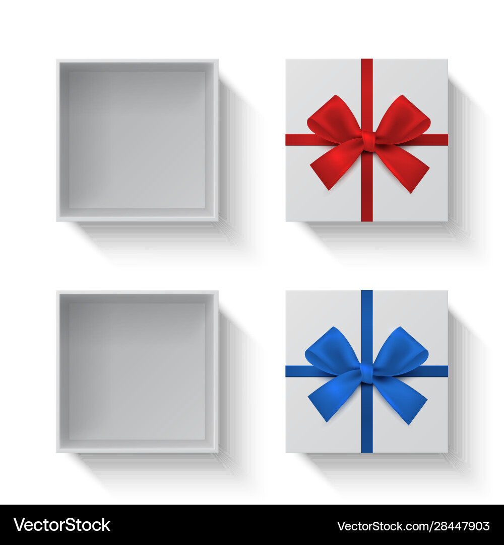 Realistic box with bow top view empty open gift Realistic box with bow top view empty open gift vector image