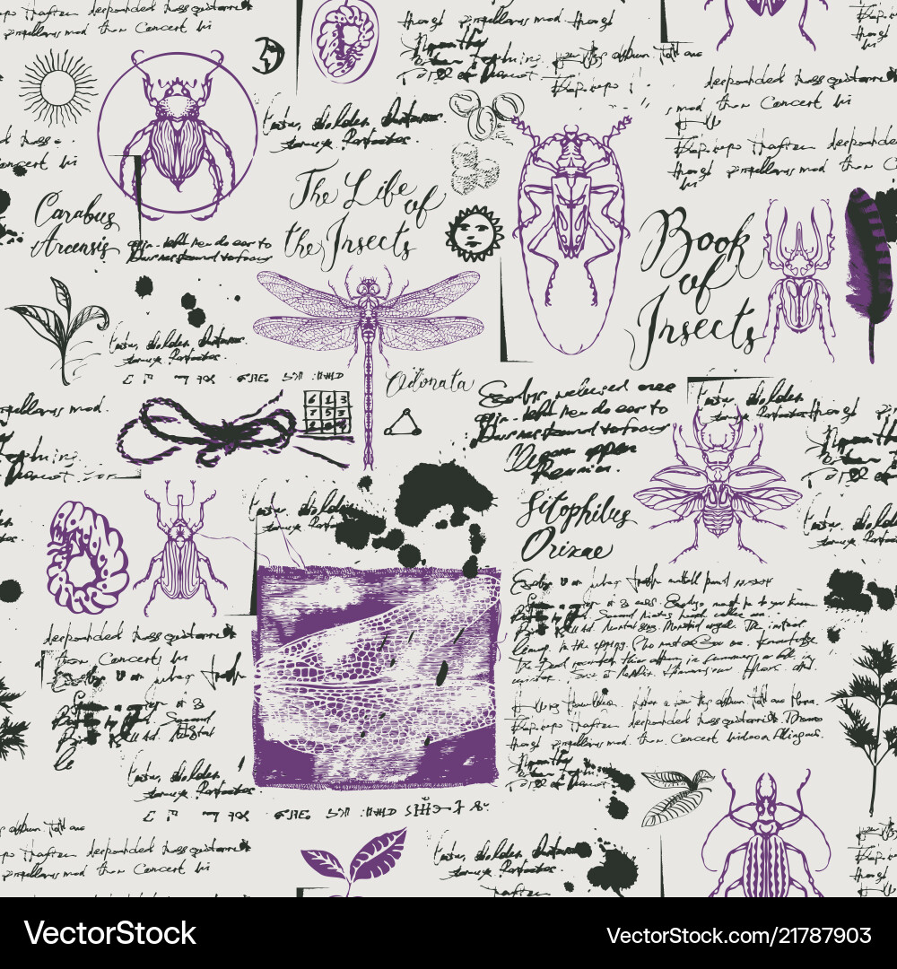 Retro Insect & Botanical Pattern vector image