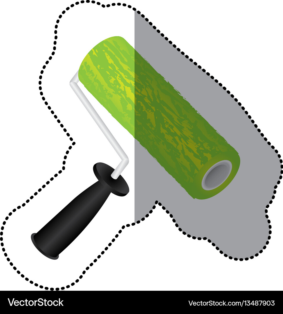 Sticker colorful silhouette paint roller – Royalty-Free Vector | VectorStock, image size:975x1080