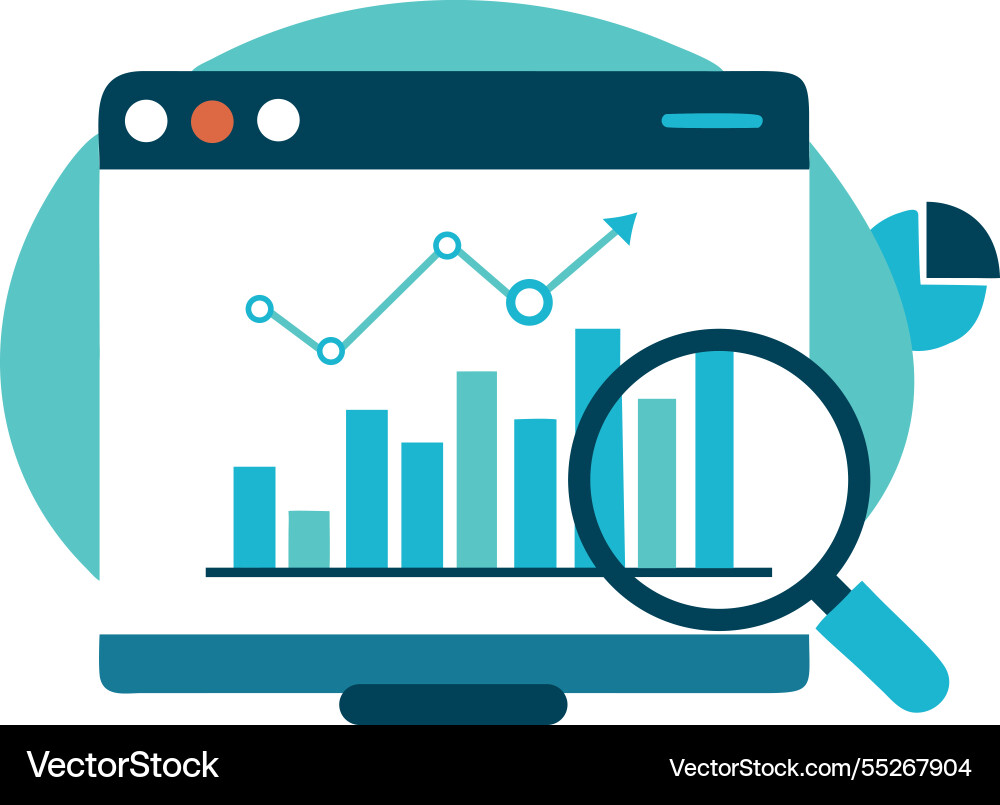 Data analytics graph on computer screen Vector Image