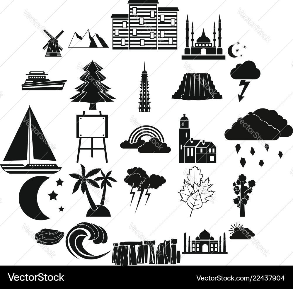 Dusk icons set simple style Dusk icons set simple style vector image