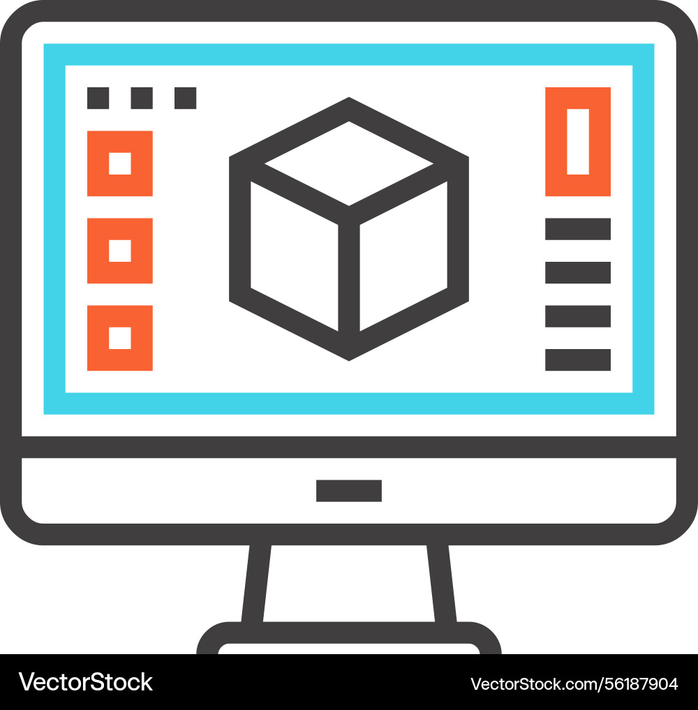 Graphics software flat line web icon concept Graphics software flat line web icon concept vector image