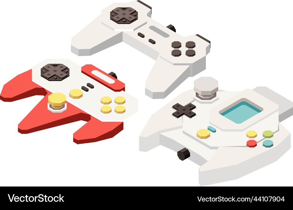 Isometric game controllers Isometric game controllers vector image