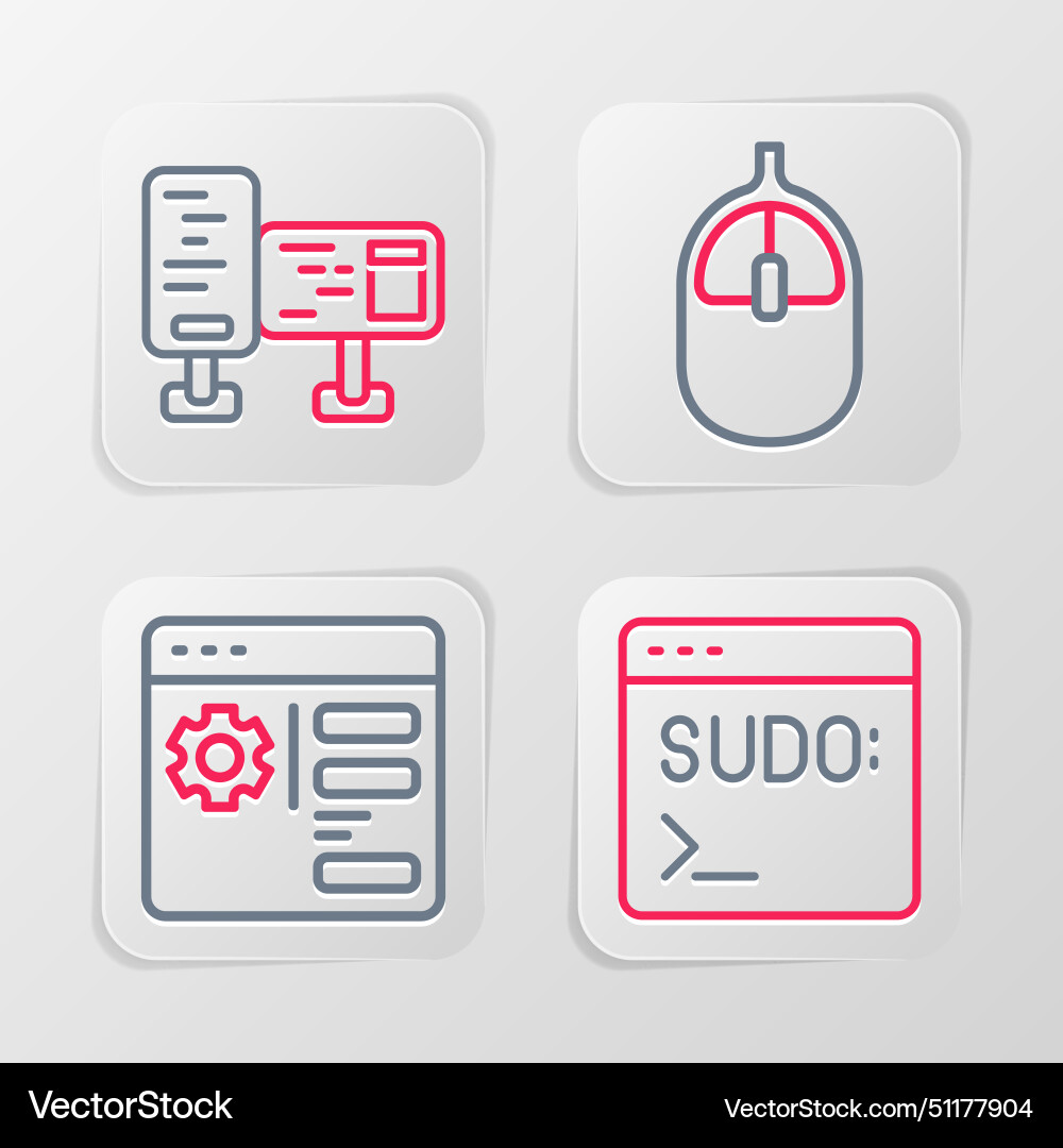 Set line code terminal browser setting computer Set line code terminal browser setting computer vector image