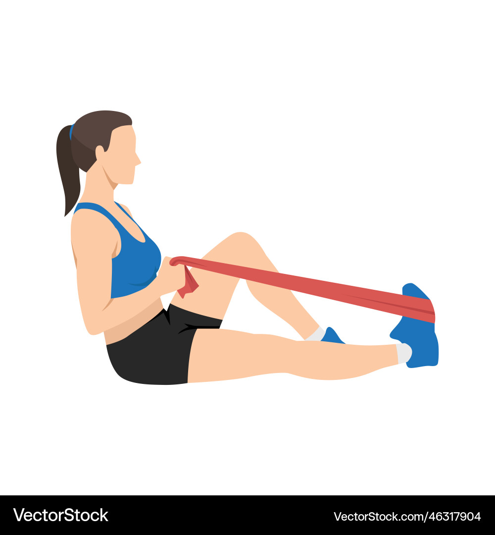 Woman doing resistance band calf stretch vector image