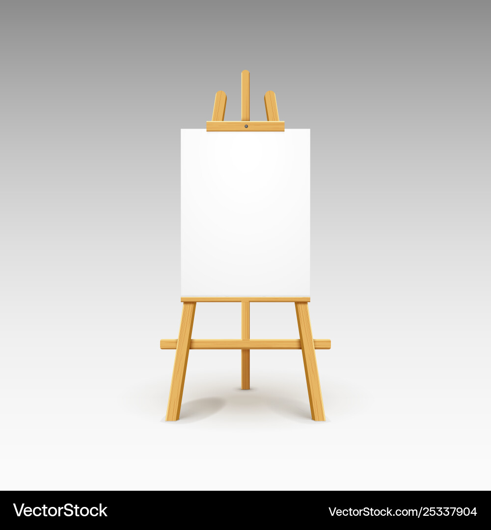 Wooden easel canvas board isolated stand blank Vector Image