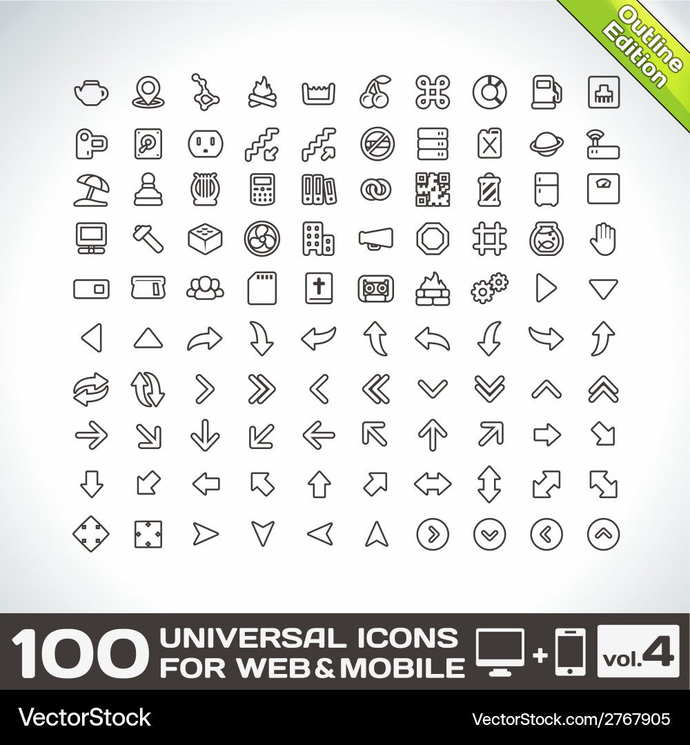 100 universal icons for web and mobile volume 4 vector image