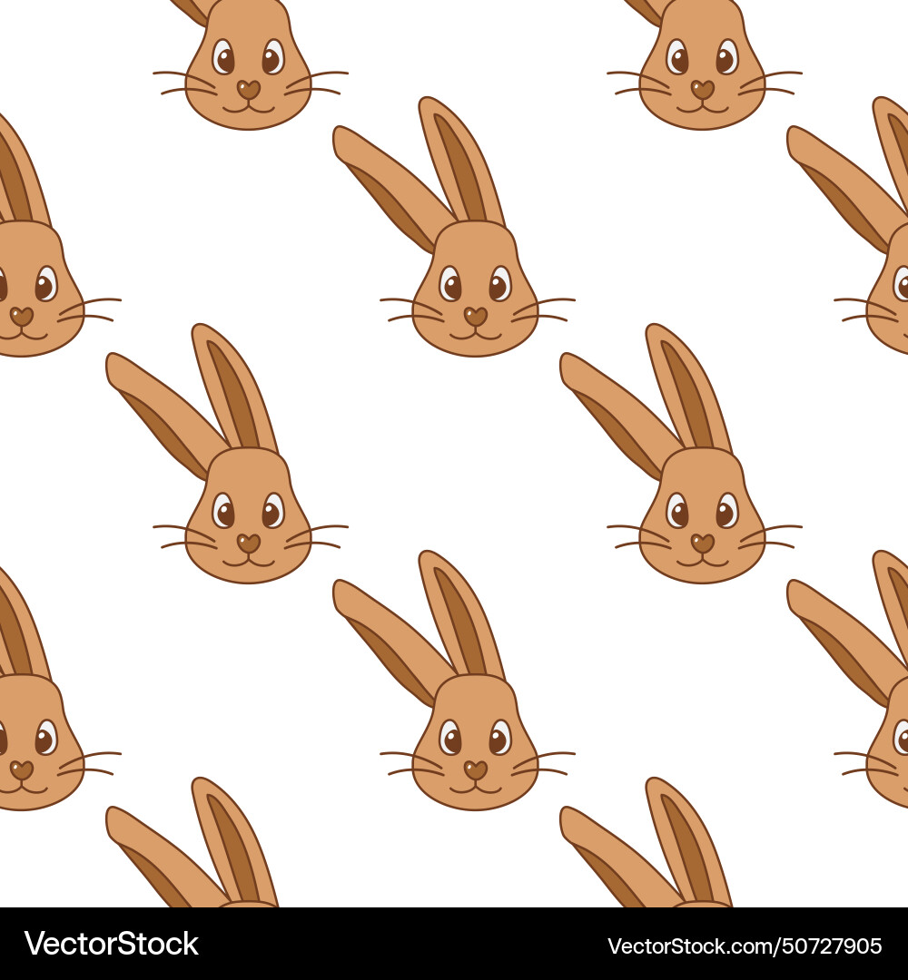 Brown rabbit muzzle pattern seamless symmetrical Brown rabbit muzzle pattern seamless symmetrical Vector Image