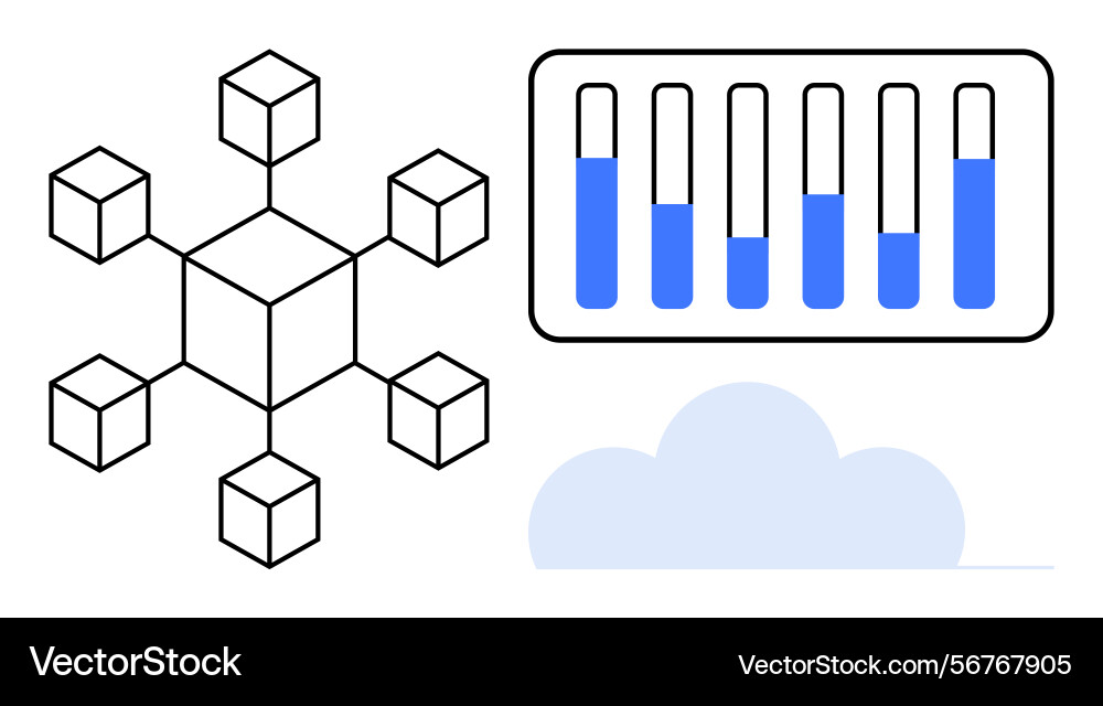 Cloud-based data network with analytical metrics vector image