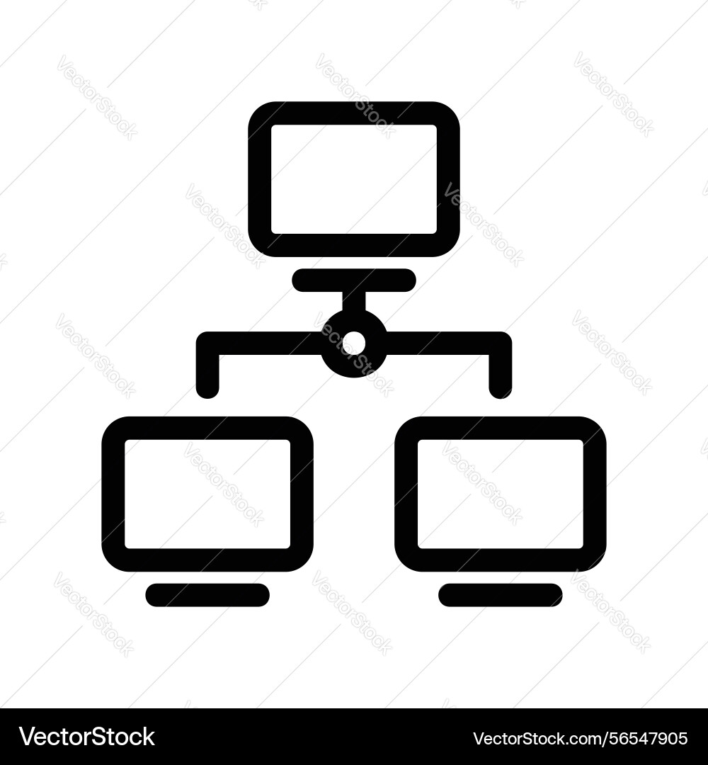 Hierarchical network structure icon with one main Hierarchical network structure icon with one main vector image