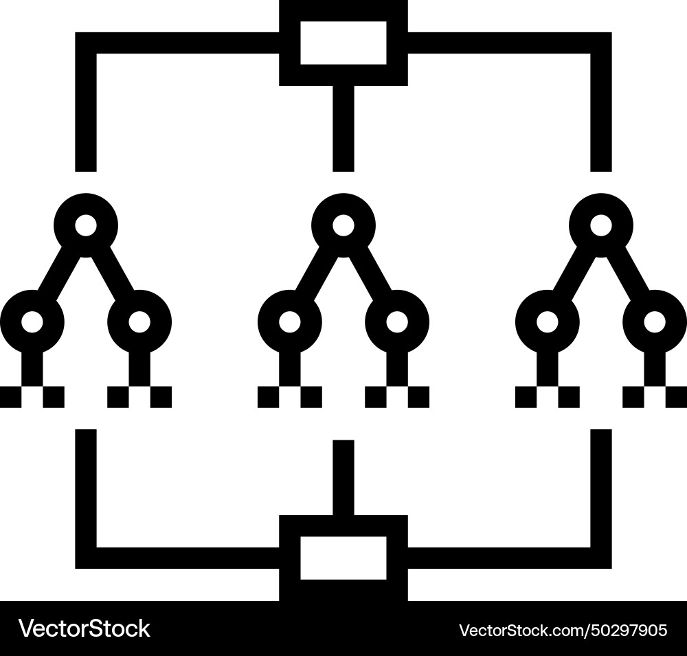 Random forest algorithm line icon Random forest algorithm line icon vector image