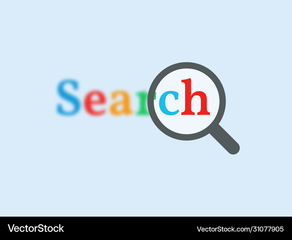 Search colorful text with magnifier isolated vector image