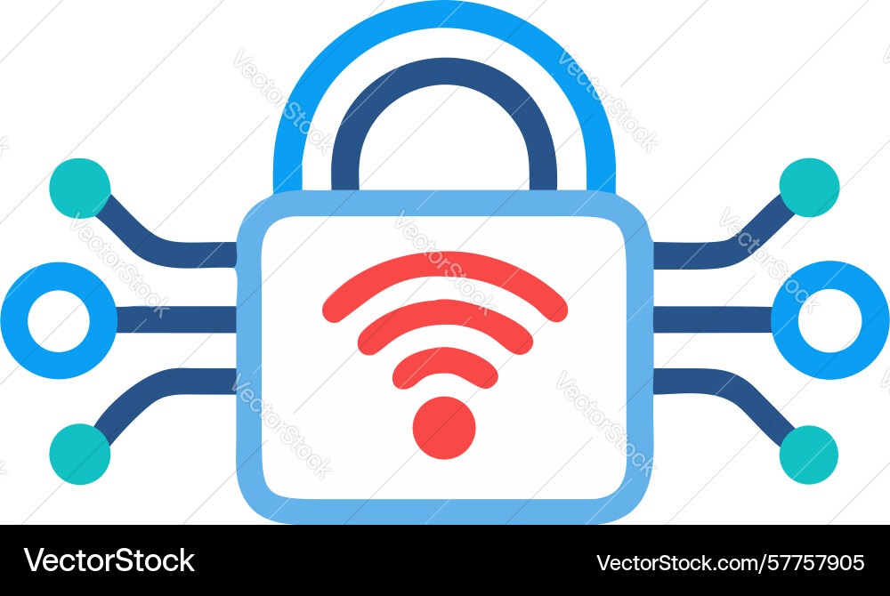 Secure network padlock wi-fi icon design vector image