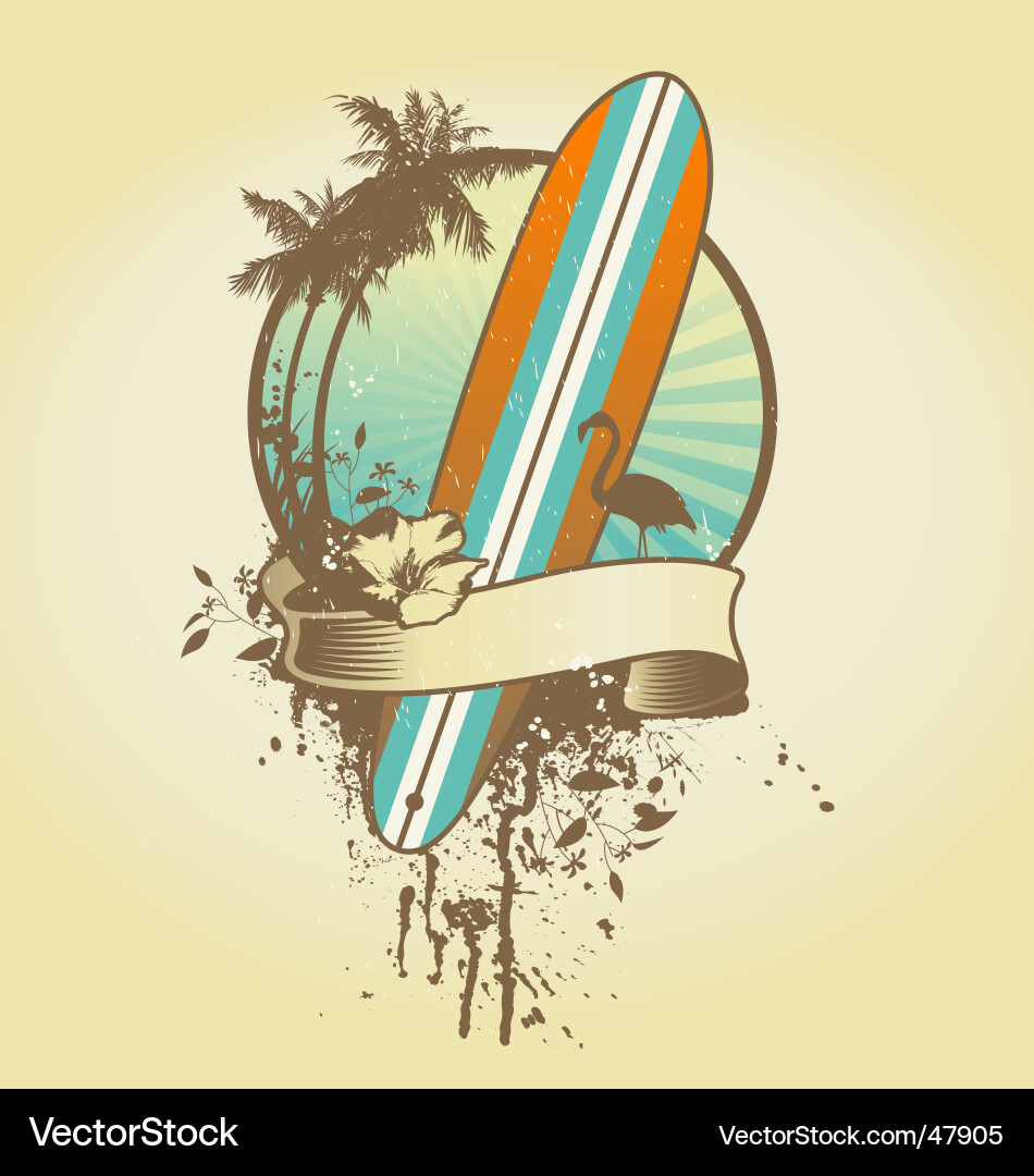 Tropical Surf Emblem Vector Image