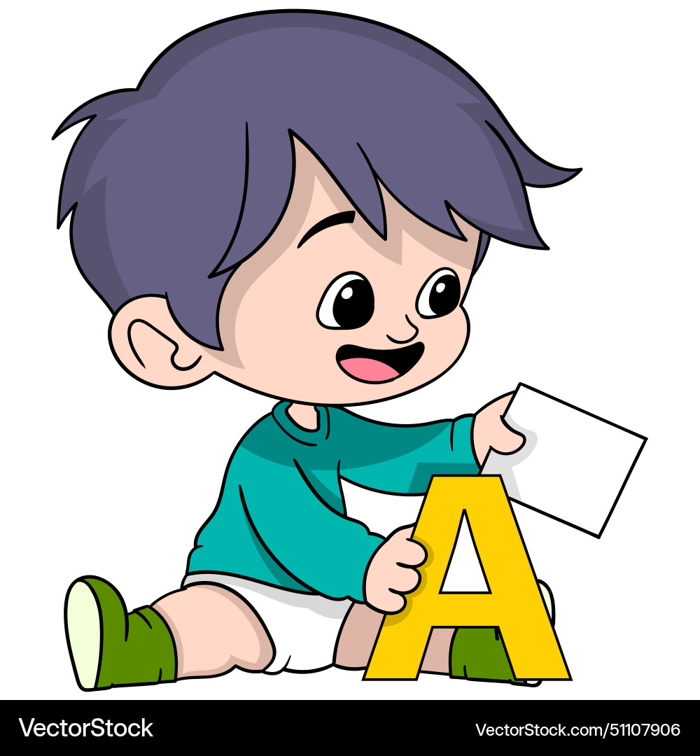 Boys are playing while learning to recognize Vector Image