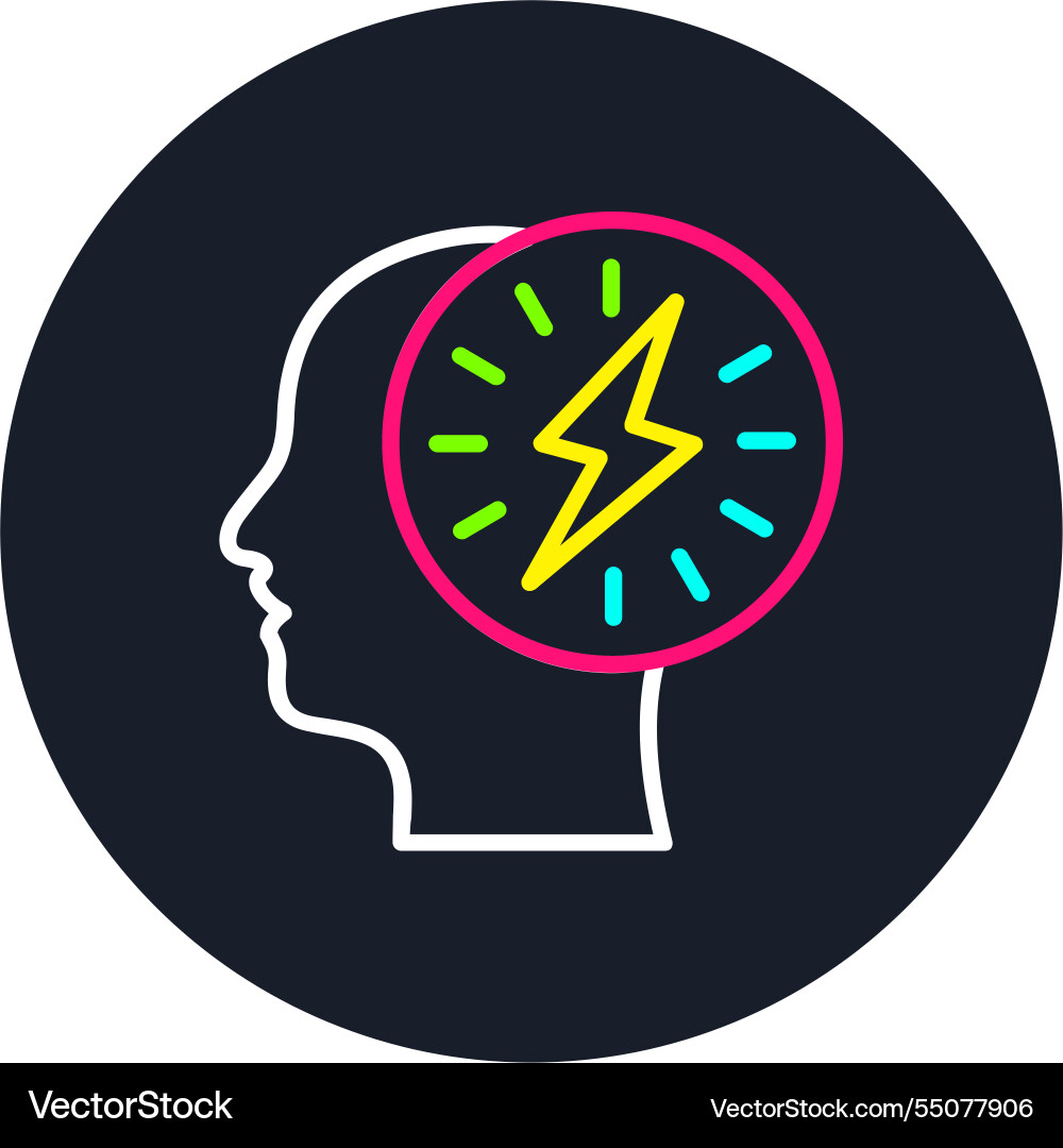 Brain circuit line multi color icon Vector Image