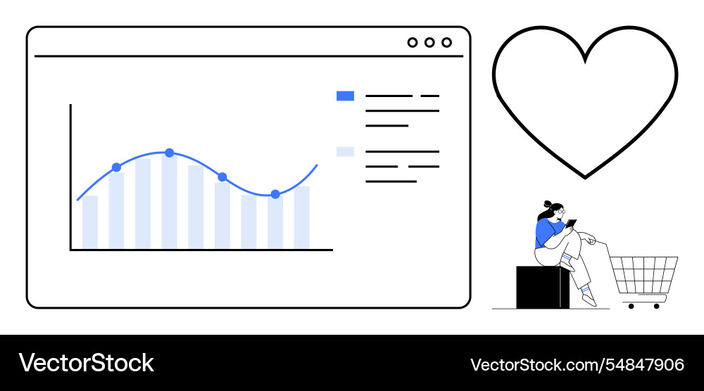 Data visualization with shopping and heart themes Data visualization with shopping and heart themes vector image