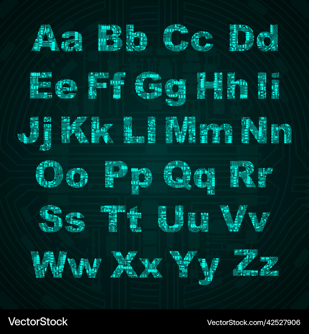 Electric circuit crypto english letters – Royalty-Free Vector | VectorStock
