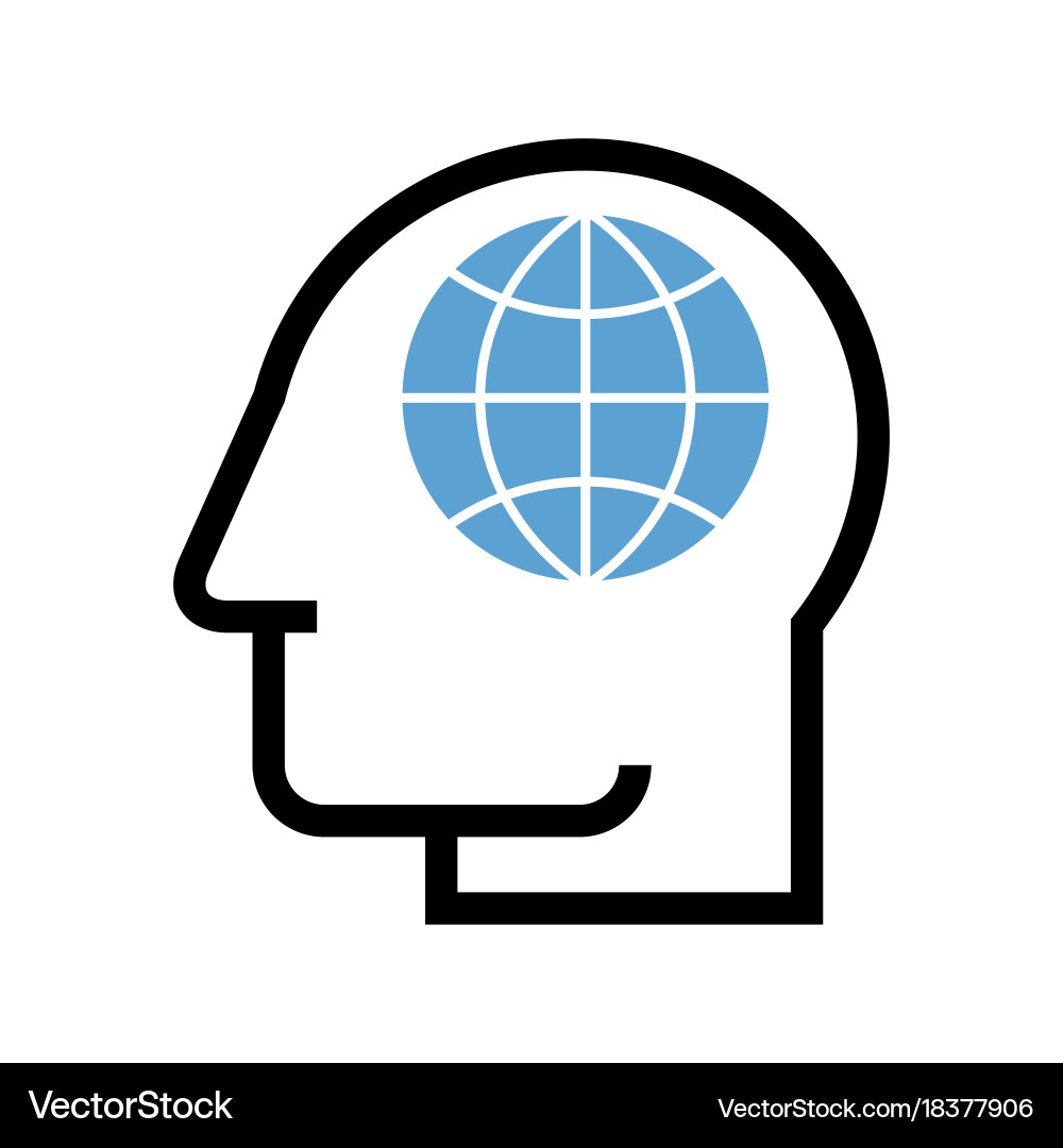 Man with globe global symbol Vector Image