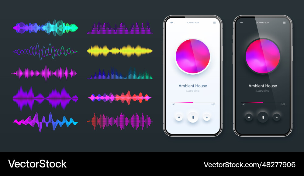Online audio player user interface smartphone app Online audio player user interface smartphone app vector image