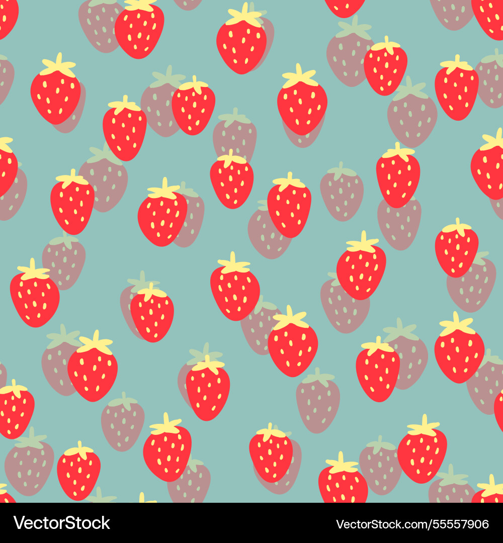 Seamless pattern with strawberry on color Seamless pattern with strawberry on color vector image