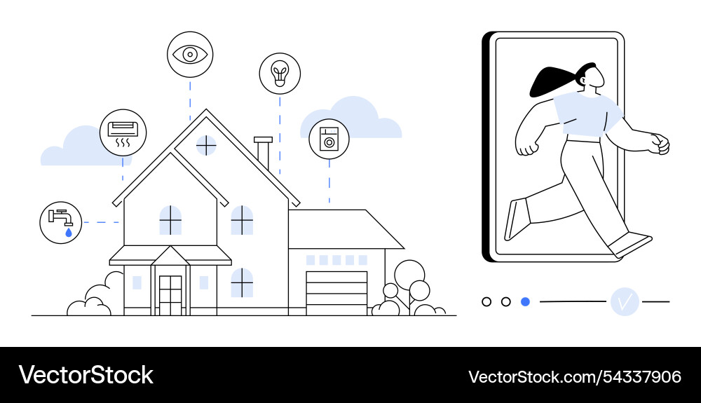 Smart home automation system with remote control Smart home automation system with remote control vector image