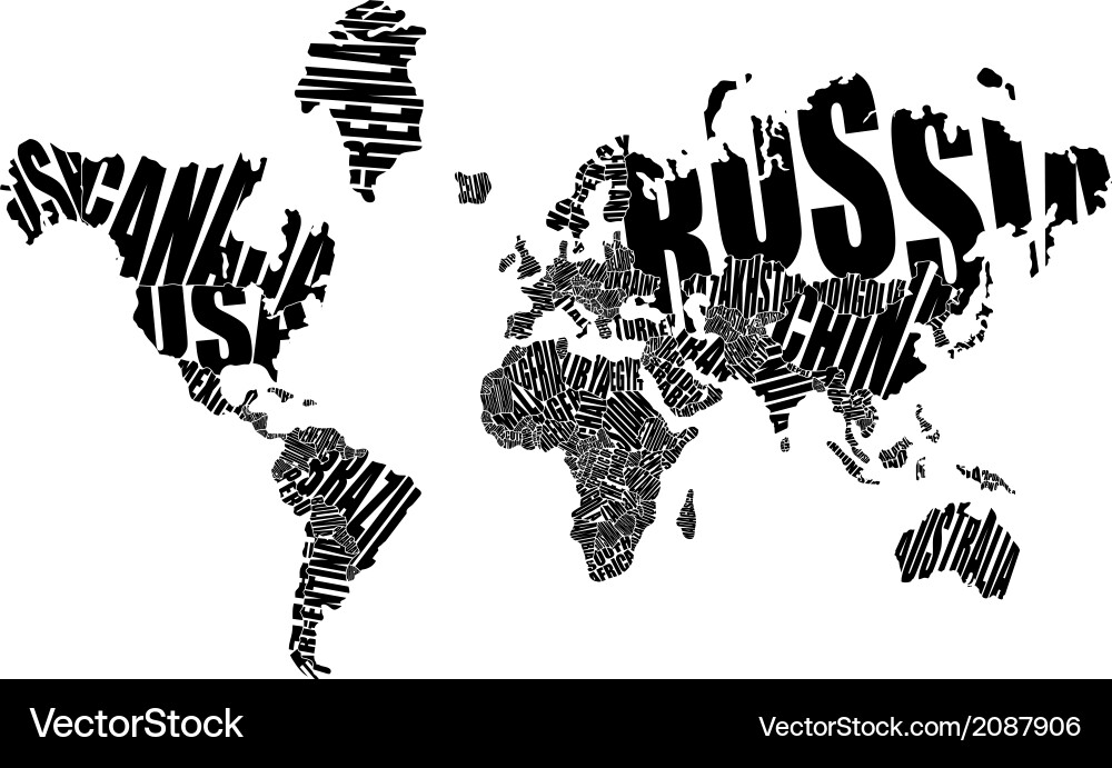 Text World Map Vector Image