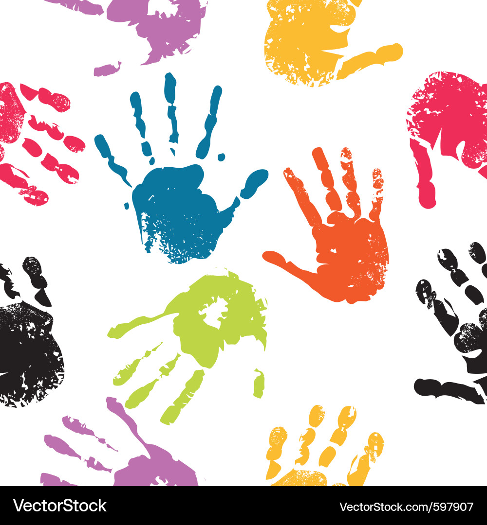 Child's Handprints Seamless Pattern vector image