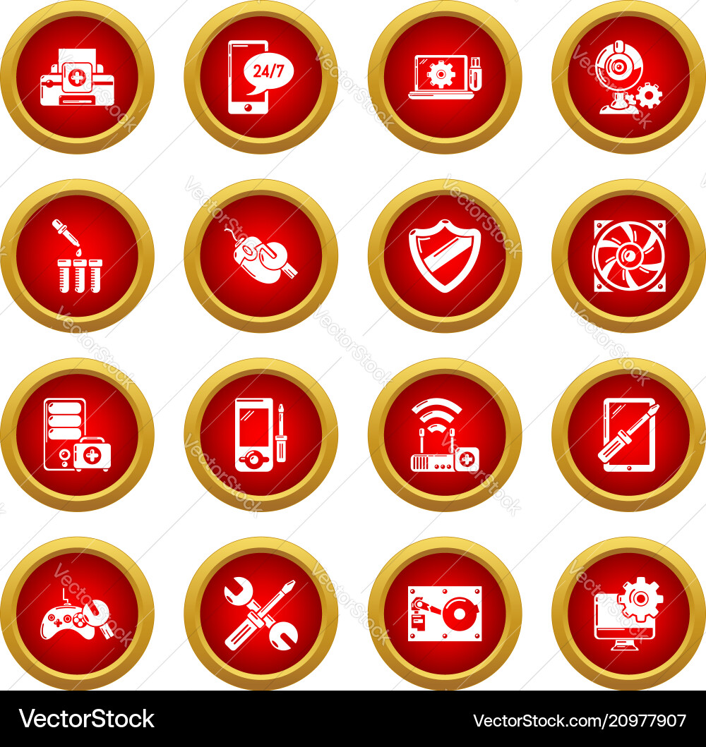 Computer repair service icons set simple style Computer repair service icons set simple style vector image