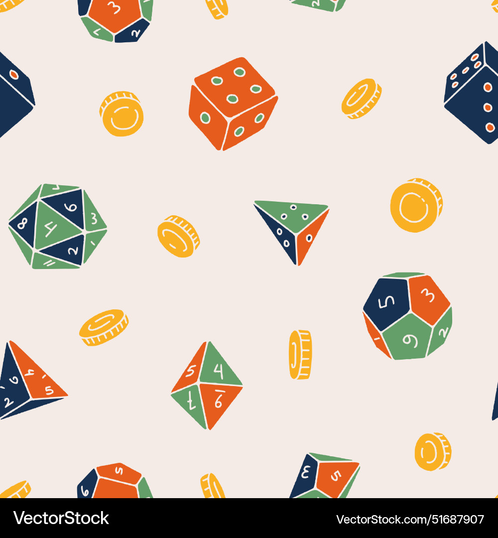 Dice coin game seamless pattern for print Dice coin game seamless pattern for print vector image