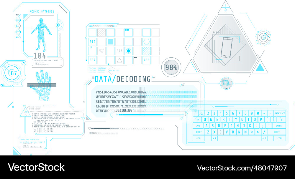 Futuristic hud interface for entering and decoding Futuristic hud interface for entering and decoding vector image