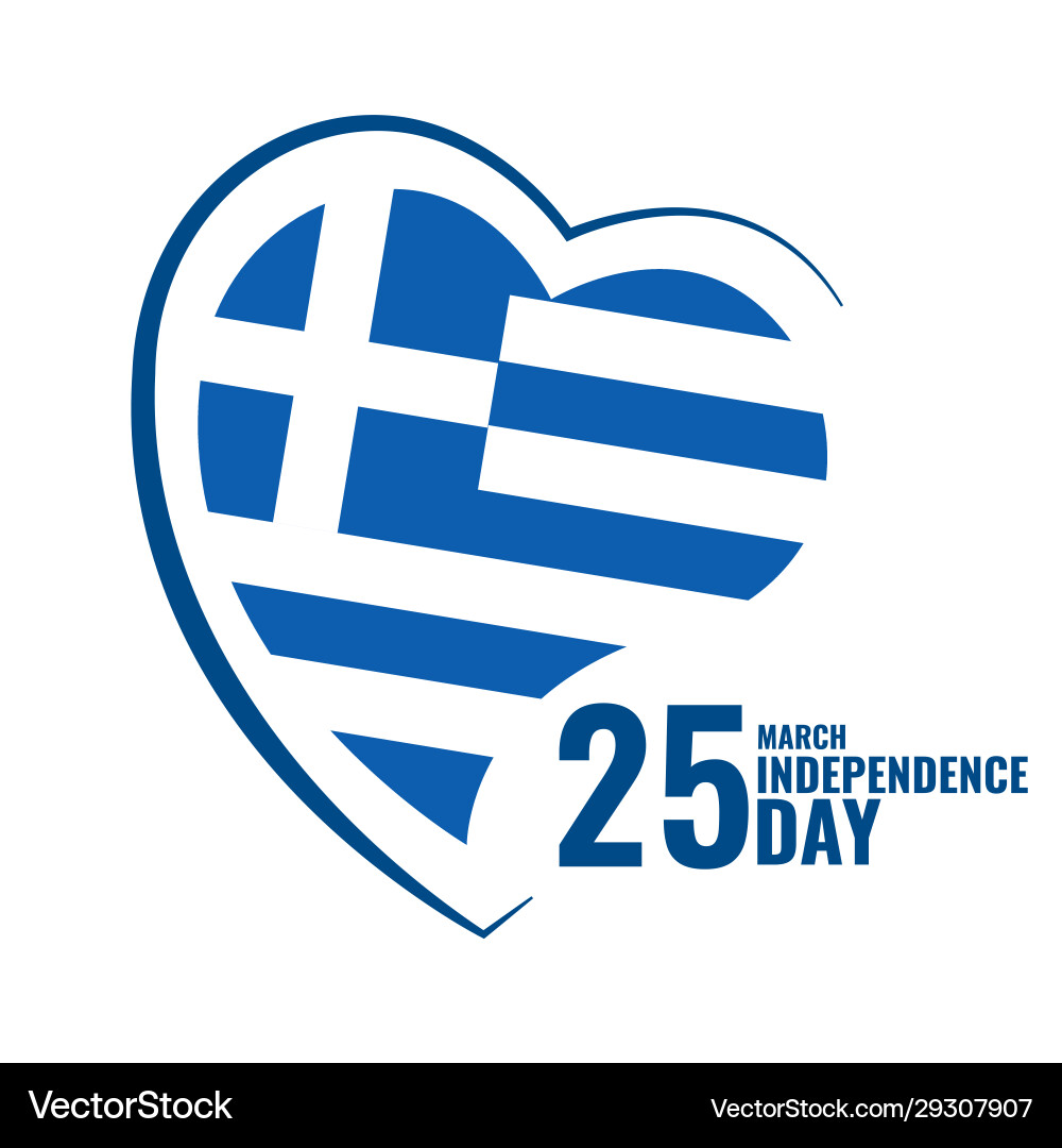 Greek Independence Day Heart Flag Vector Image