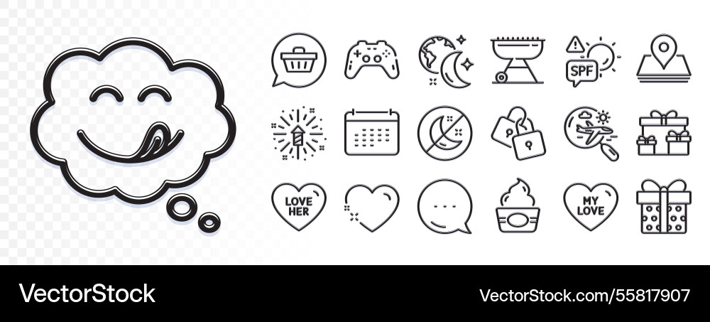 Heart search flight and pin line icons for web Heart search flight and pin line icons for web vector image